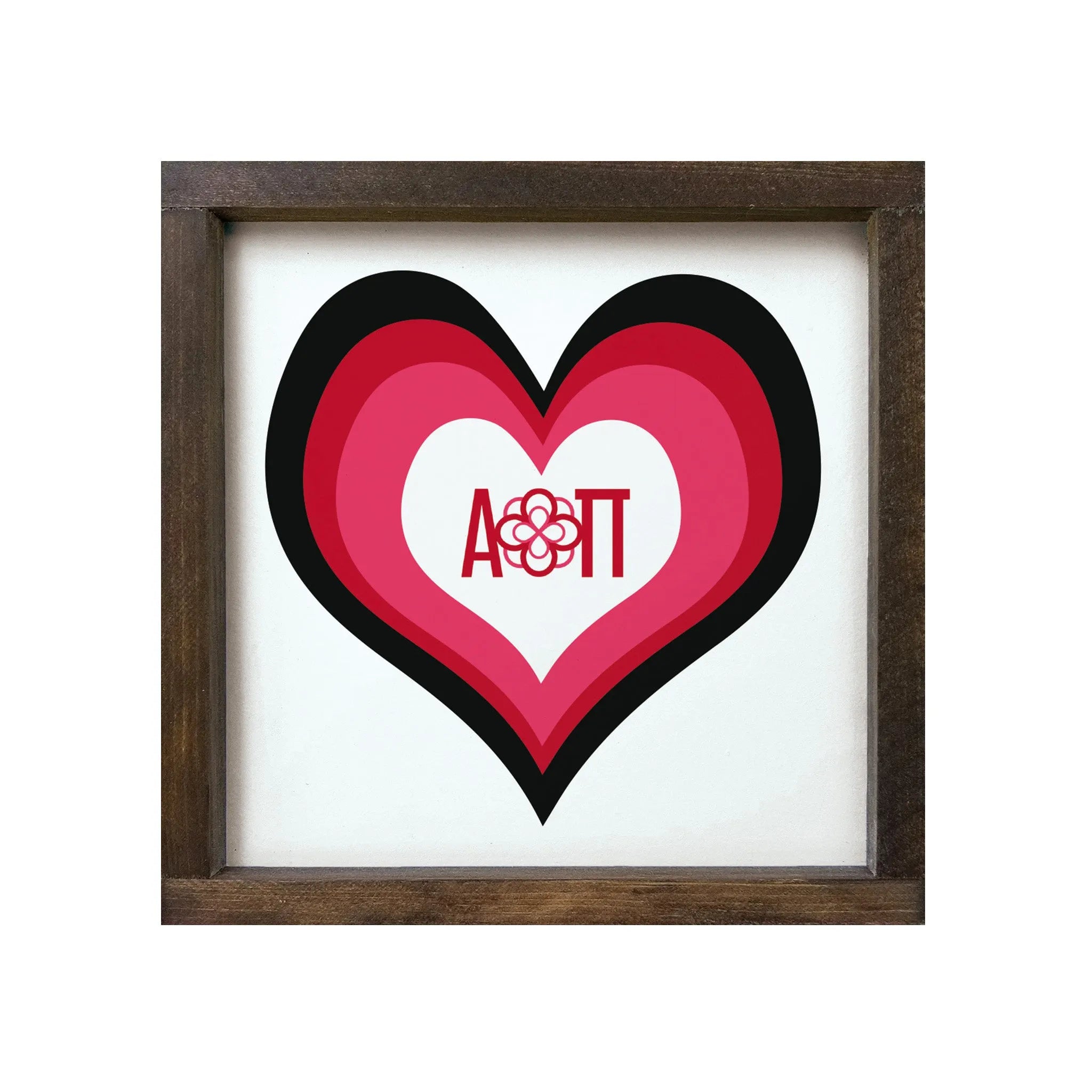 Alpha Omicron Pi Sign - Layered Heart - 12"x12" | Gift Shop | AOII | Official Merchandise | Festive Fit Home