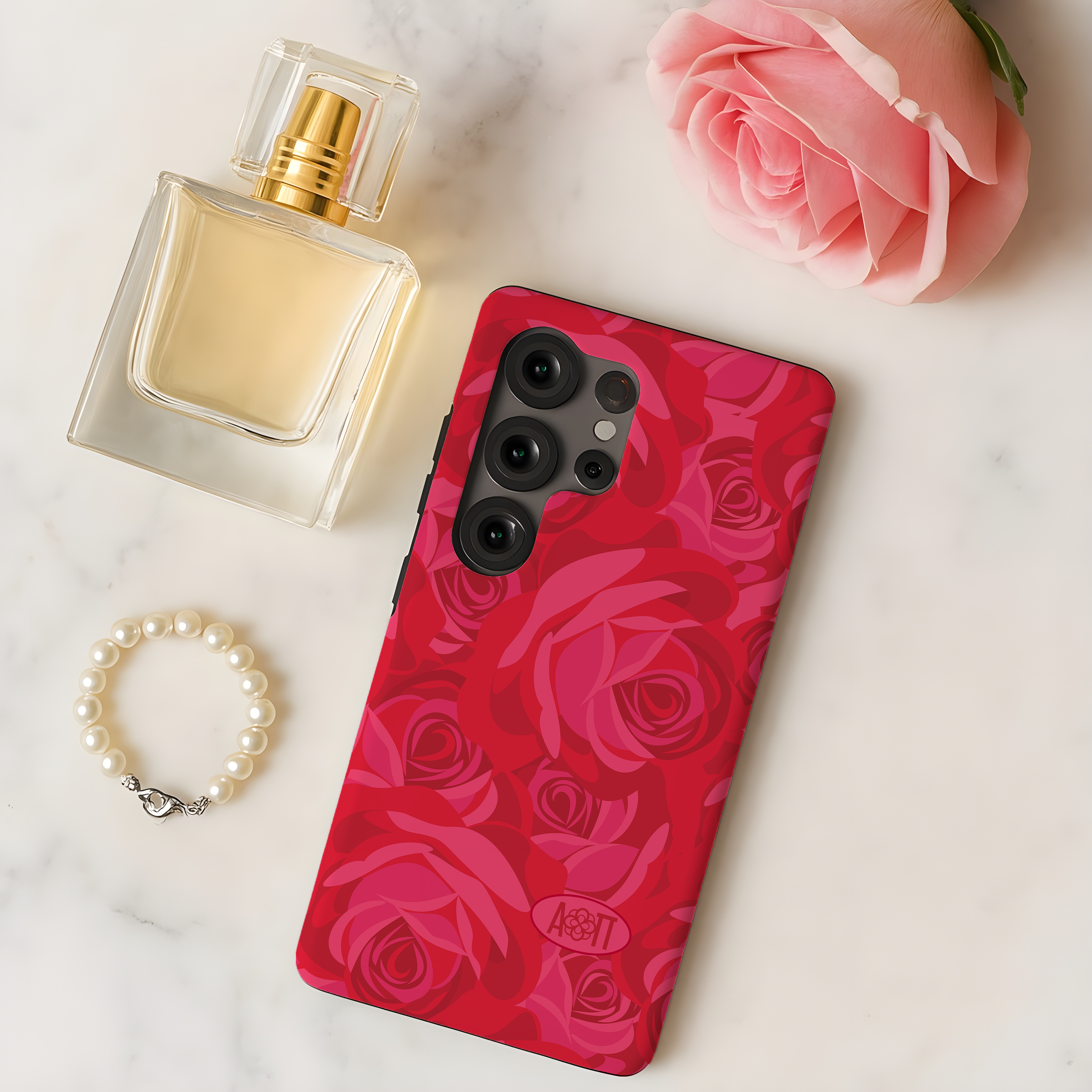 Alpha Omicron Pi Samsung Galaxy Mobile Phone Case - Rose Pattern