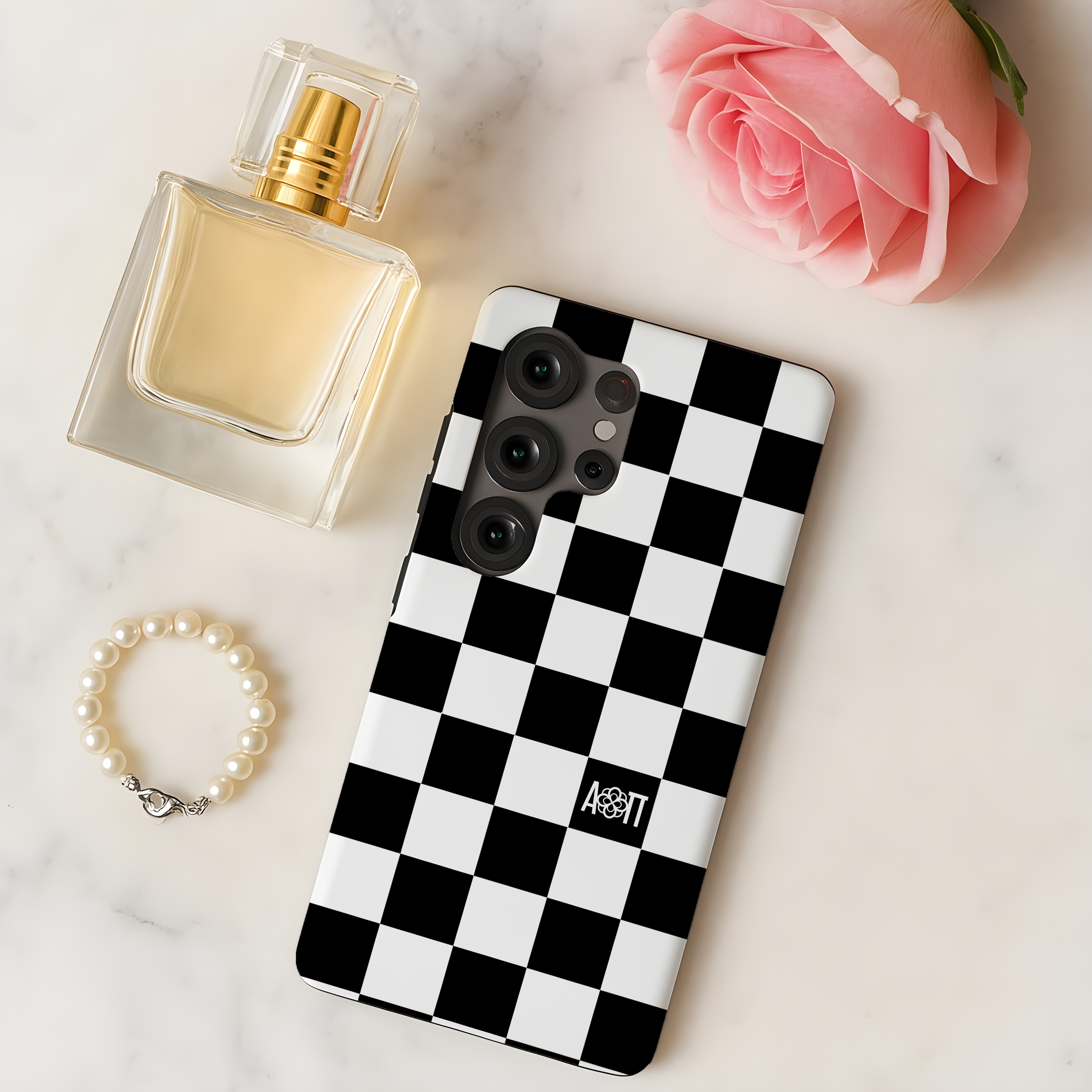 Alpha Omicron Pi Samsung Mobile Phone Case - Black Check