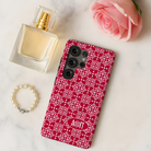 Alpha Omicron Pi Samsung Galaxy Mobile Phone Case - Red Ornate