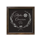 Alpha Omicron Pi Sign - Black Wheat Frame - 12"x12" | Gifts | Decor | AOII Merchandise | Festive Fit Home