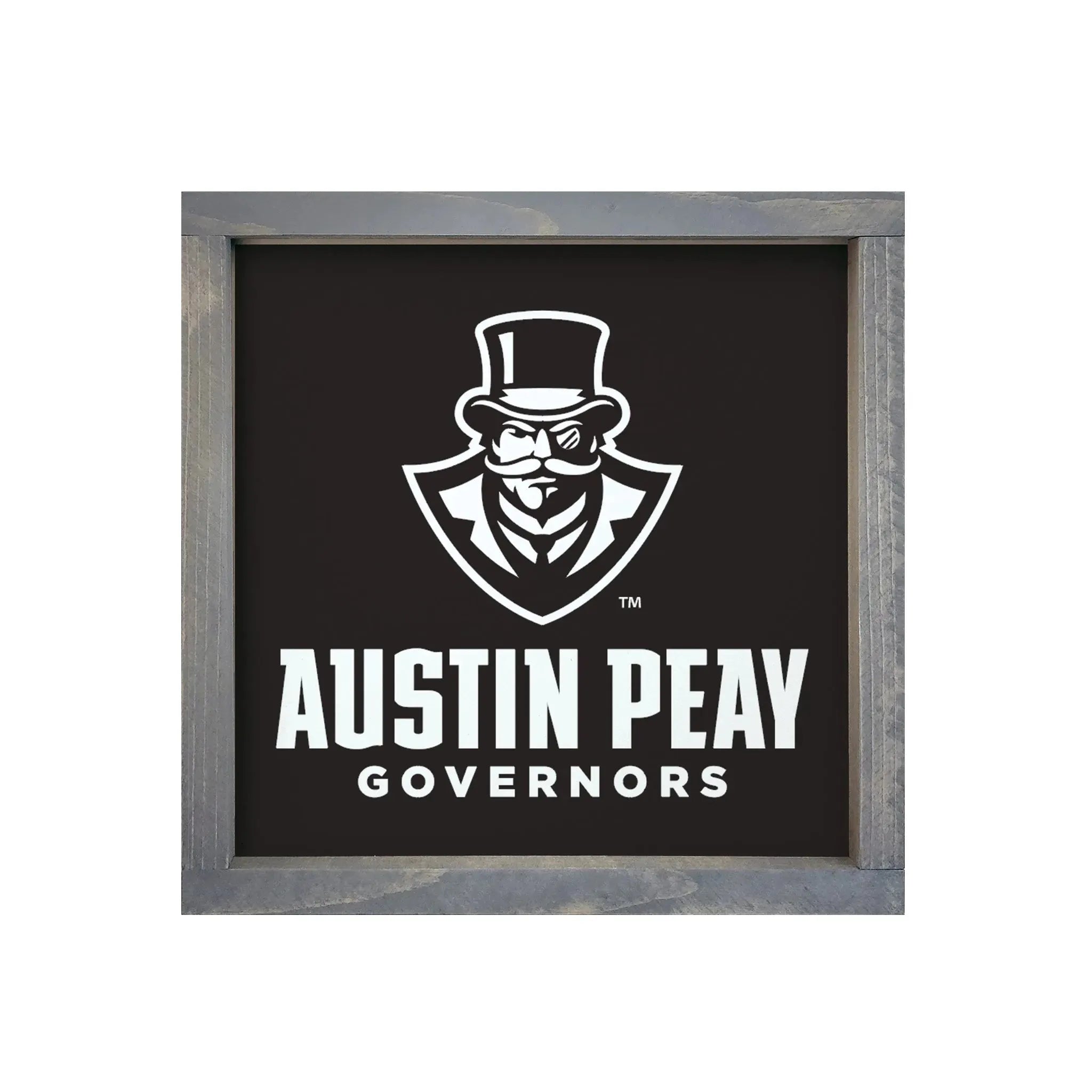 Austin Peay Governors 12x12 Wood Framed Sign Black White Weathered Gray Wall Art & Signs
