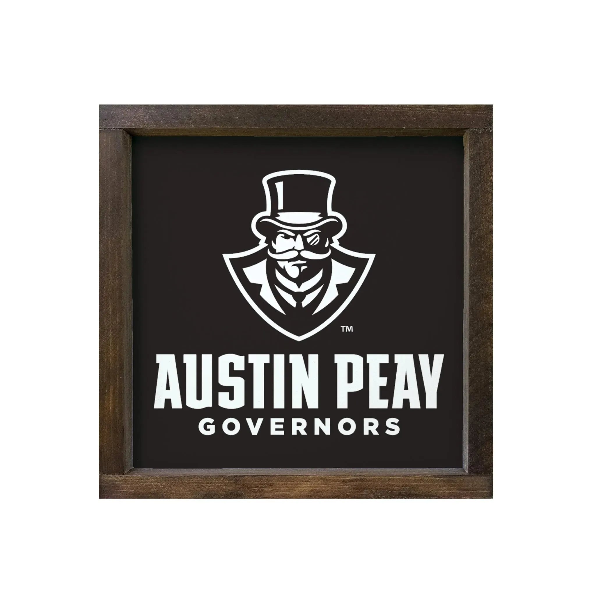 Austin Peay Governors 12x12 Wood Framed Sign Black White Walnut Stain Wall Art & Signs