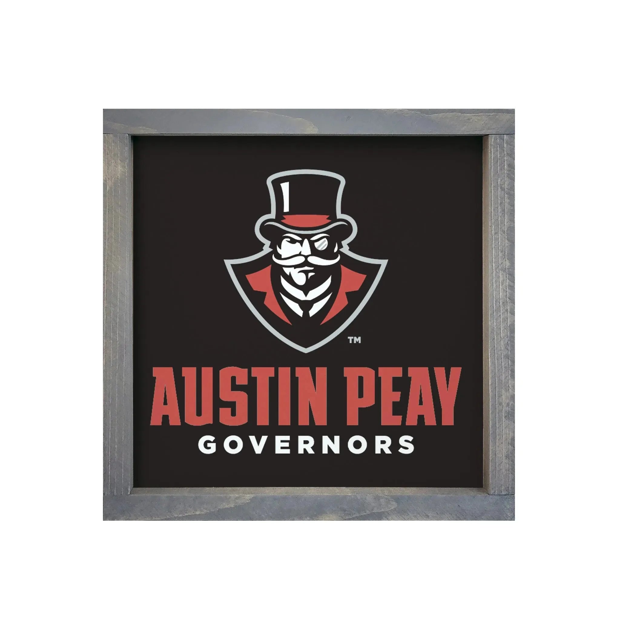 Austin Peay Governors 12x12 Wood Framed Sign Black Weathered Gray Wall Art & Signs