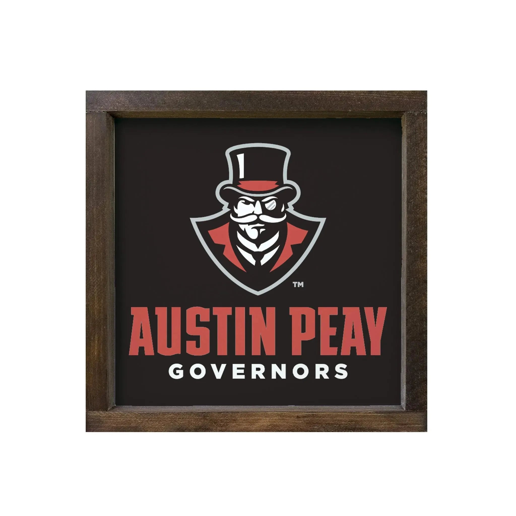Austin Peay Governors 12x12 Wood Framed Sign Black Walnut Stain Wall Art & Signs