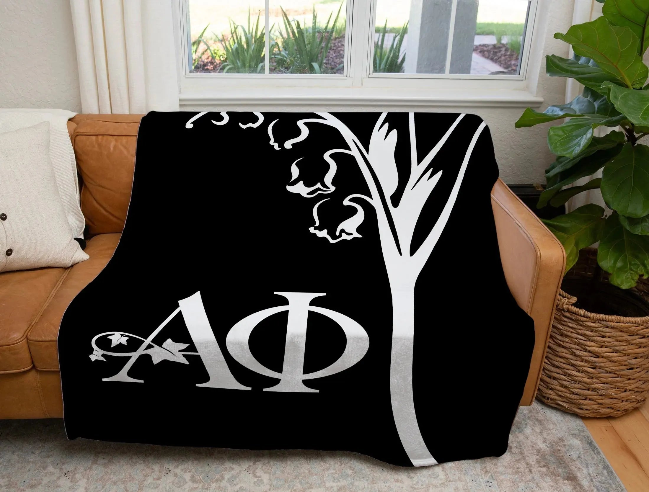Alpha Phi XL 60x80 Sherpa Blanket - Modern Lily Throw Blankets