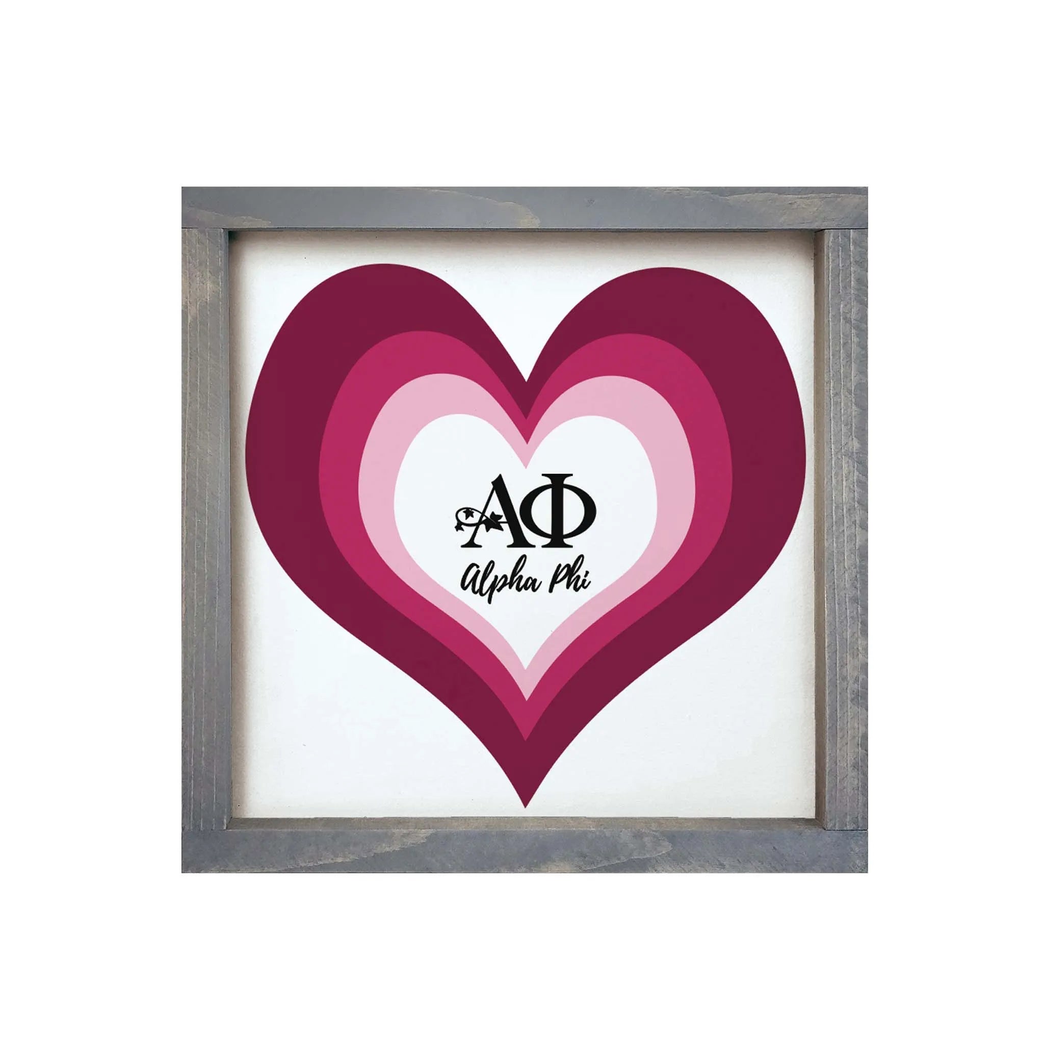 Alpha Phi 12x12 Layered Heart Wood Framed Sign | APhi Big Little Gifts