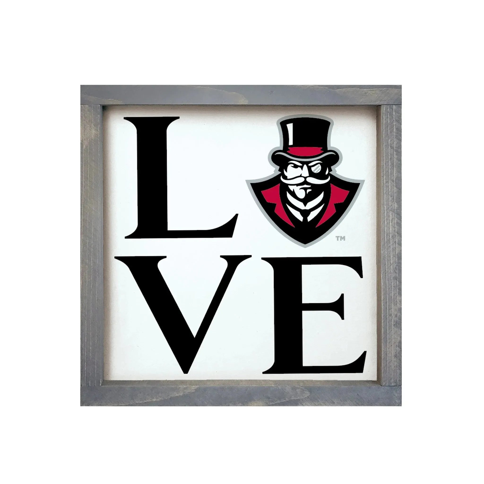 Austin Peay State "LOVE" 12x12 Wood Framed Sign Weathered Gray Wall Art & Signs