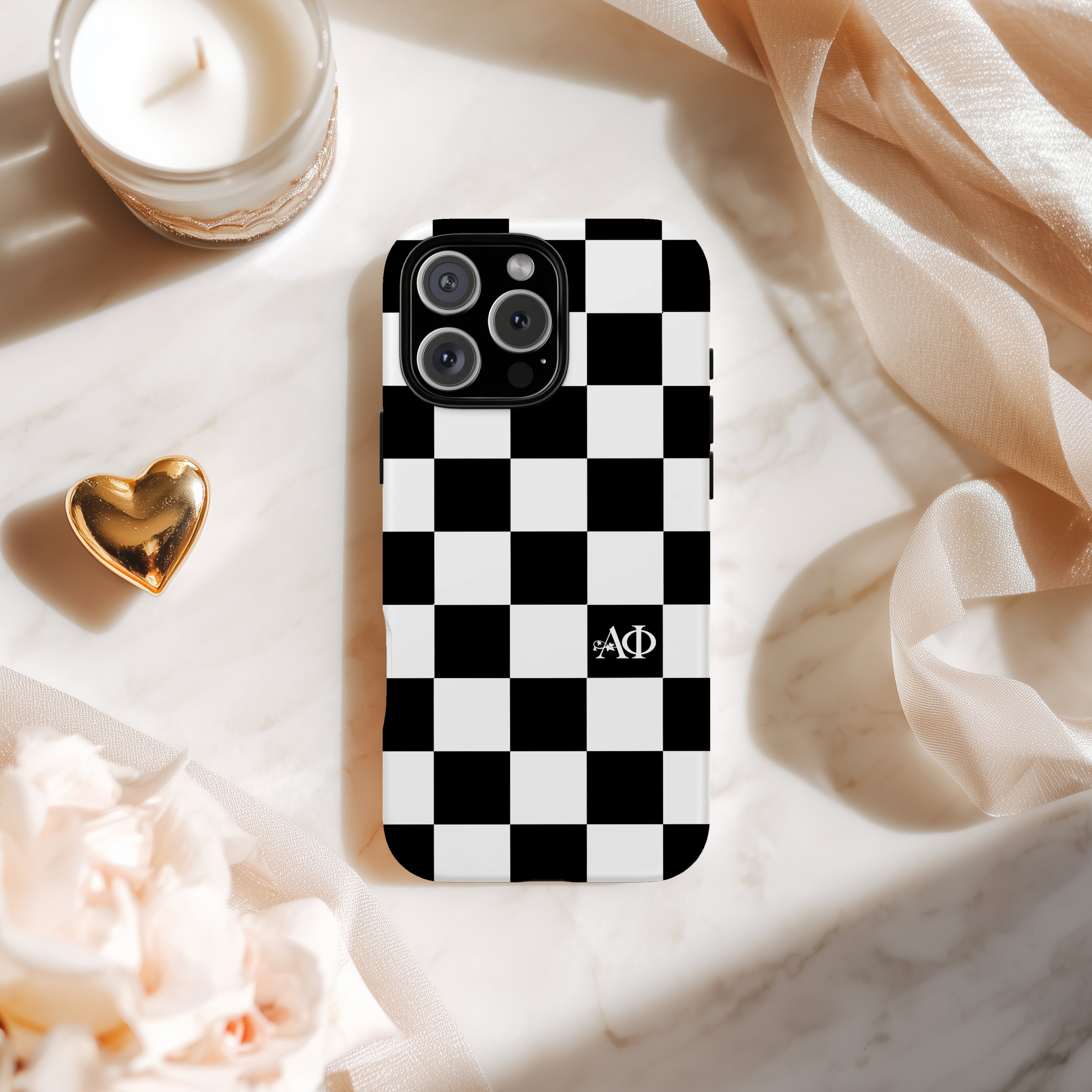 Alpha Phi iPhone Mobile Phone Case - Black Check | APhi Gifts