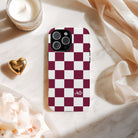 Alpha Phi iPhone Mobile Phone Case - Bordeaux Check | APhi Gifts