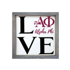 Alpha Phi 12x12 "LOVE" Wood Framed Sign | Custom APhi Gifts & Dorm Decor