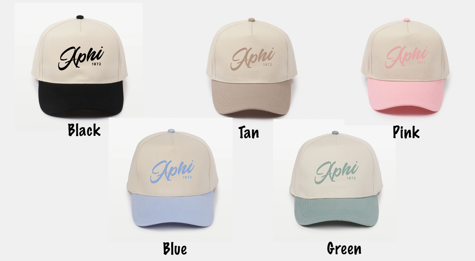 APhi Embroidered Two-Tone Baseball Cap - Script 1872 | Alpha Phi Gifts