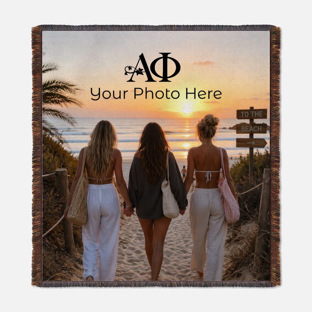APhi Personalized Photo Woven Blanket Tapestry Throw 54" x 60" - Campus Greek Fit