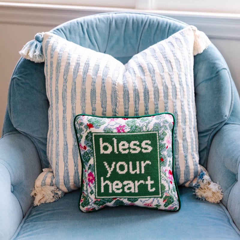 Bless Your Heart Needlepoint Pillow | Retro-Inspired Dorm Decor
