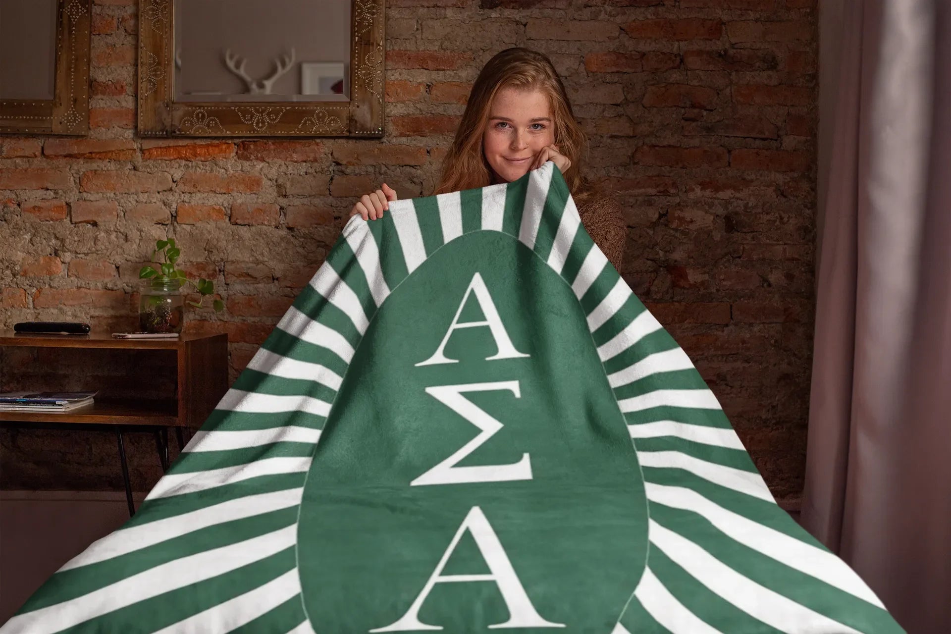 Alpha Sigma Alpha Starburst Blanket 60"x80" | Custom Gifts Dorm Decor | Festive Fit Home