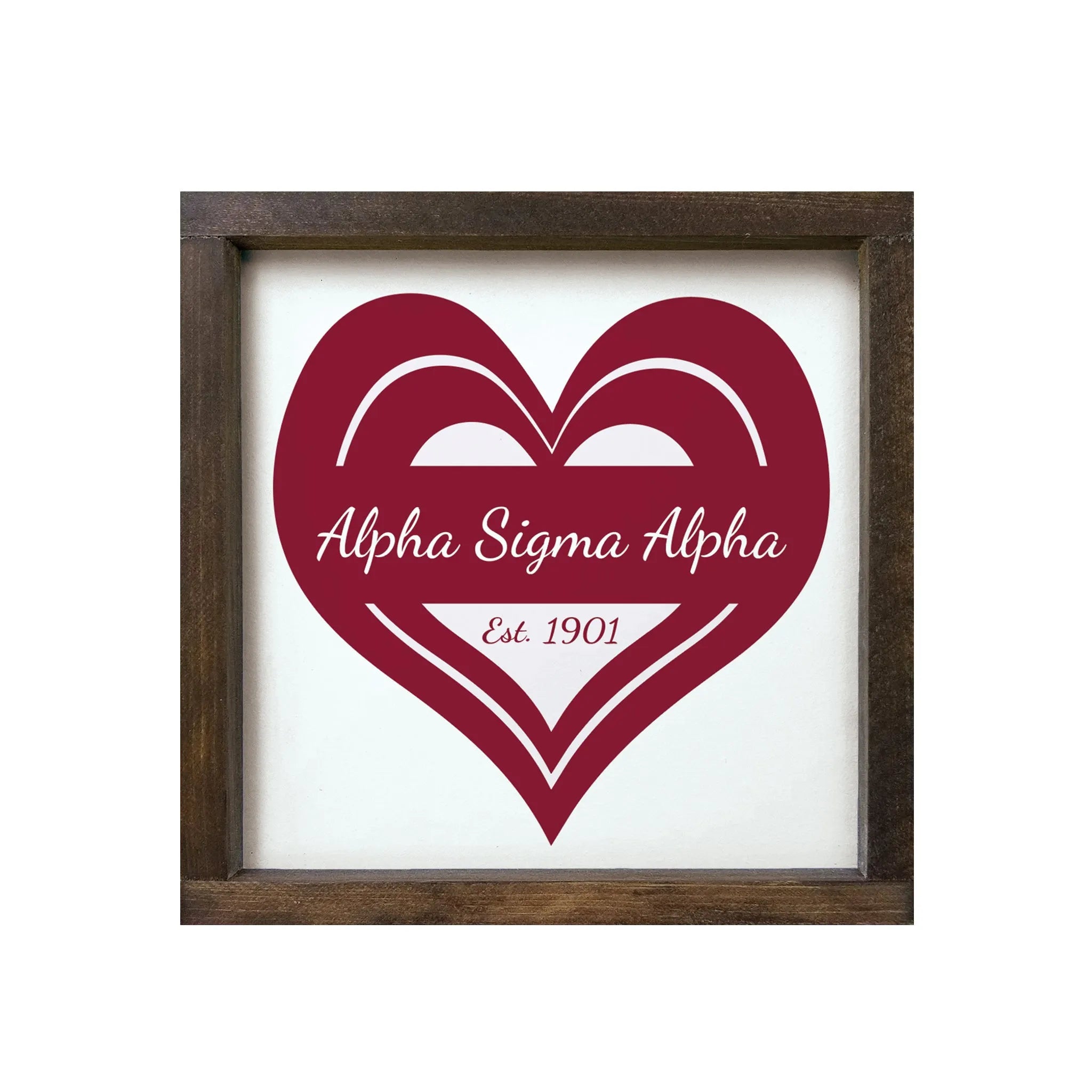 Sigma Kappa Wood Framed Sign - Heart - 12"x12" | Official Merchandise | Festive Fit Home