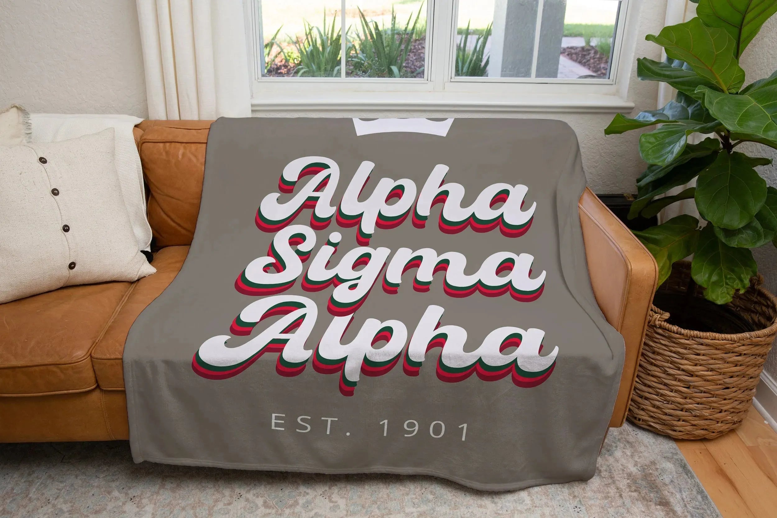 Alpha Sigma Alpha XL 60x80 Sherpa Throw Blanket - Retro Throw Blankets