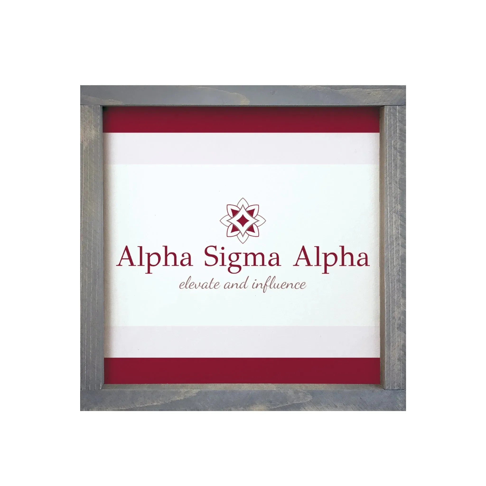 Alpha Sigma Alpha 12x12 Wood Framed Sign - Stripes Weathered Gray Wall Art & Signs