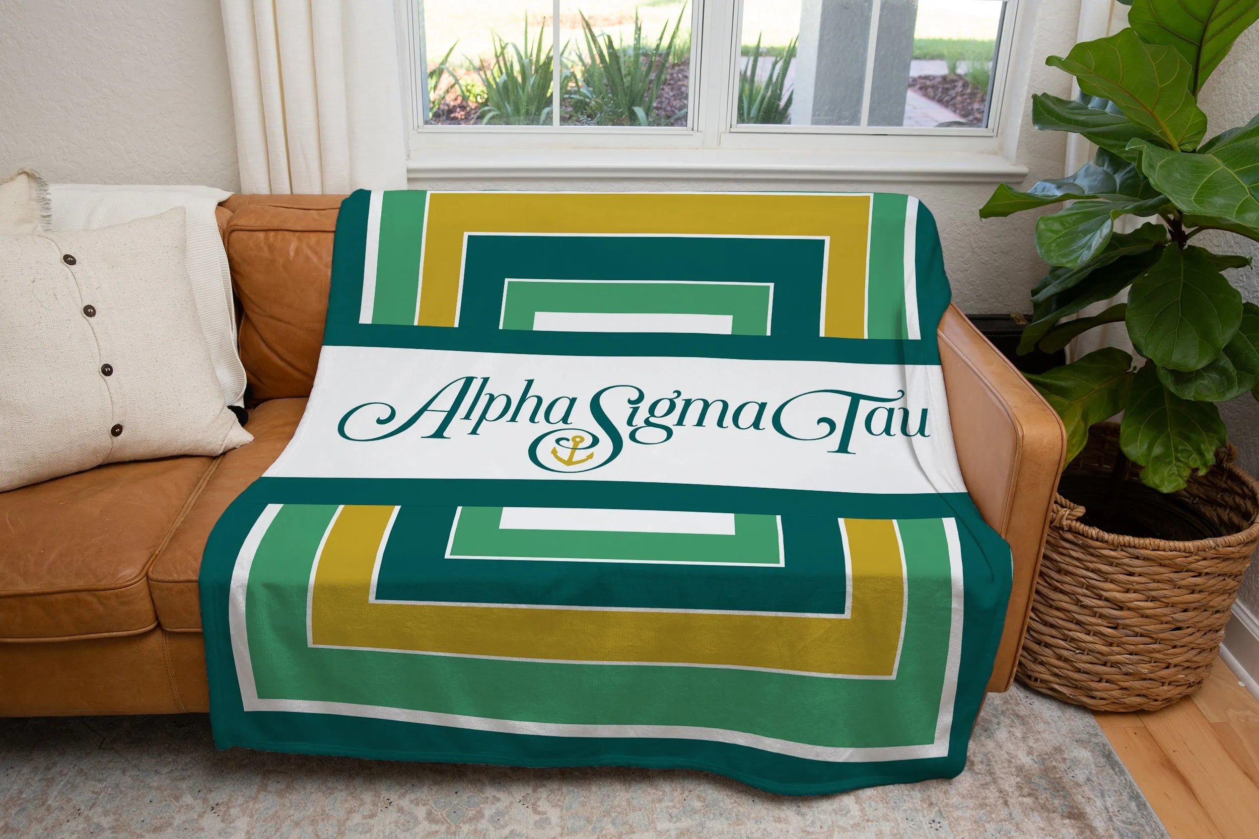 Alpha Sigma Tau Sherpa Blanket XL 60x80 - Geo | Custom Alpha Tau Gifts