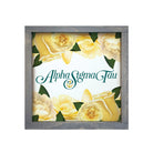 Alpha Sigma Tau Framed Sign - Yellow Roses - 12"x12" | Custom Gifts | Dorm Decor