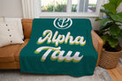 Alpha Tau Sherpa Blanket - Retro 60"x80" | Custom Gifts | Dorm Decor