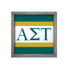 Alpha Sigma Tau Wood Framed Sign  Stripes 12"x12" | Gifts | Dorm Decor