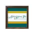 Alpha Sigma Tau Wood Framed Sign  Stripes 12"x12" | Gifts | Dorm Decor