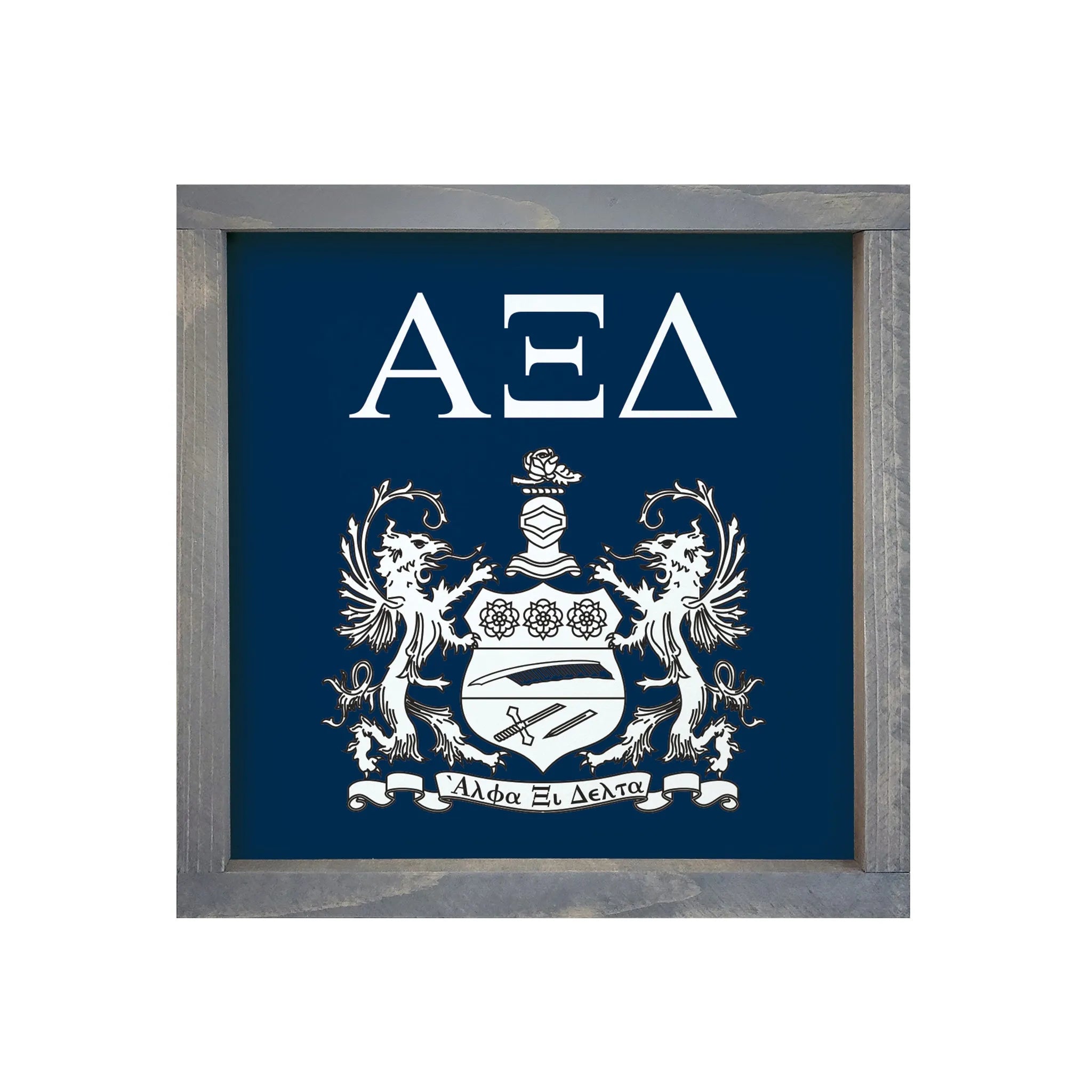 Alpha Xi Delta 12x12 Wood Framed Sign - Traditional Crest