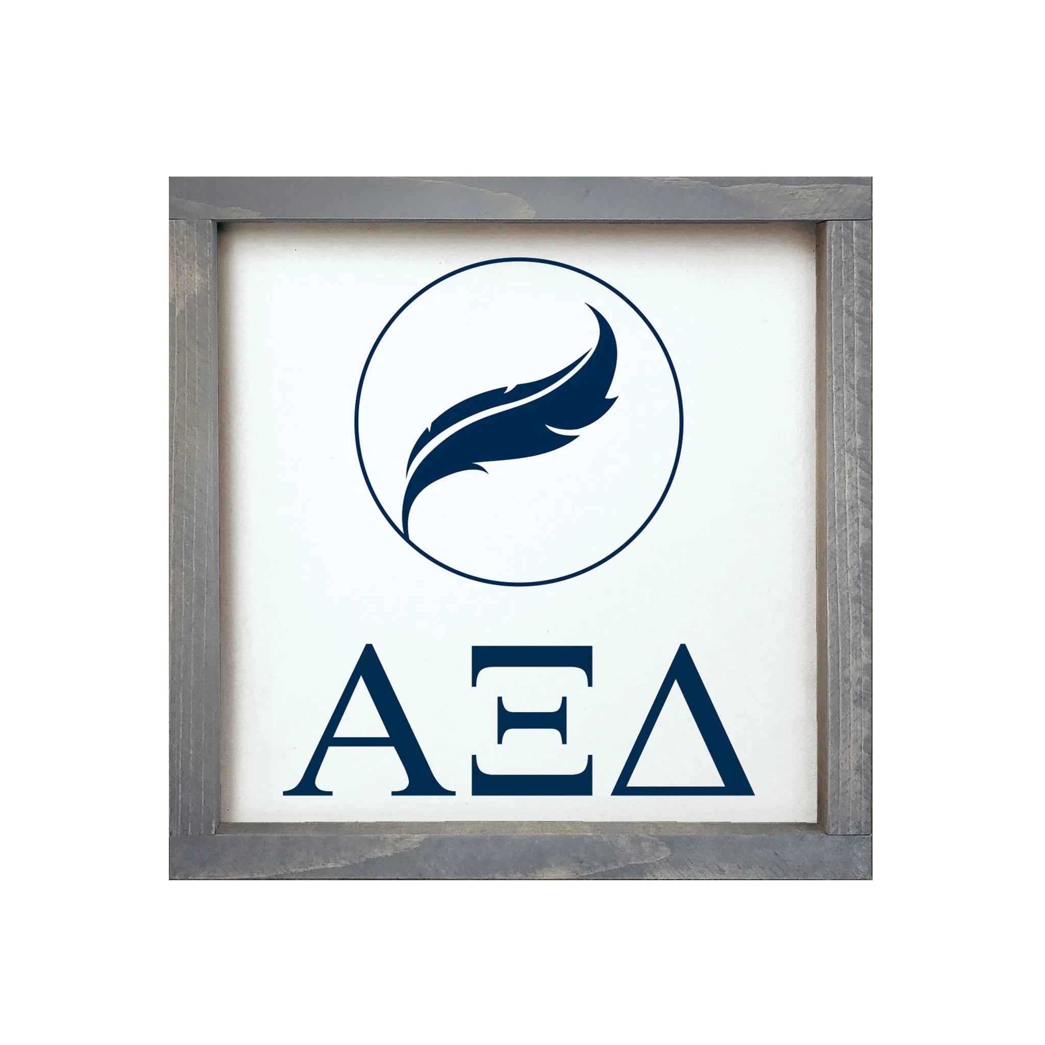 Alpha Xi Delta Blue Quill Framed Sign - 12"x12" | Dorm Decor | Custom Gifts | Official Merchandise | Festive Fit Home