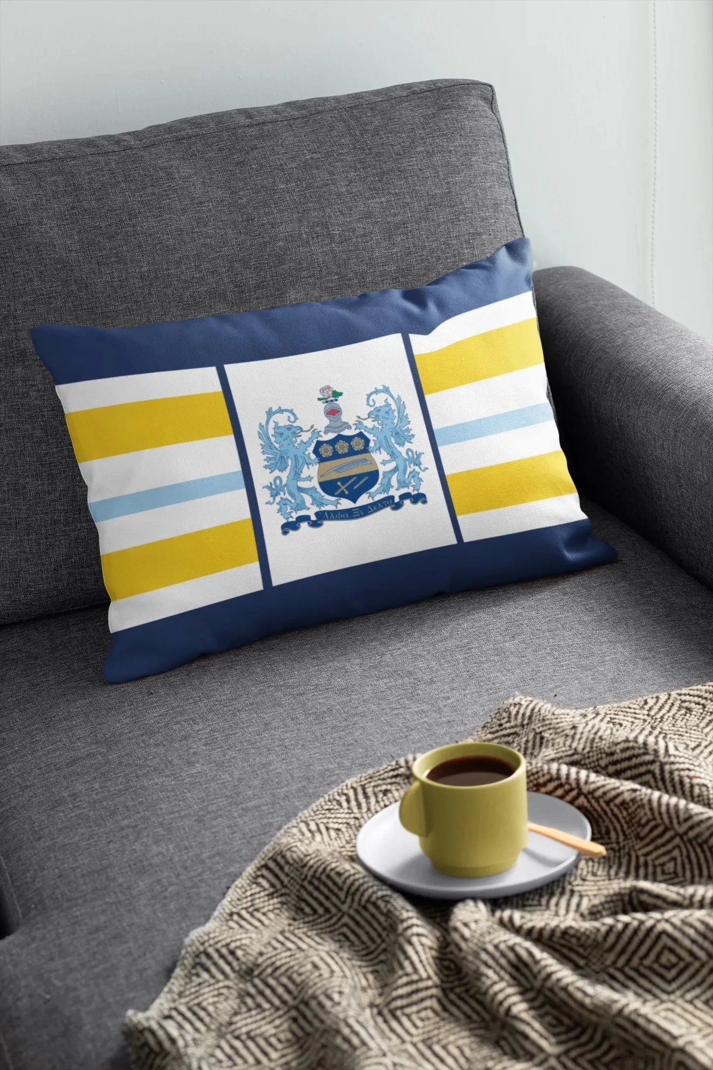 Alpha Xi Delta Lumbar Throw Pillow Cover - Crest Pillow Covers