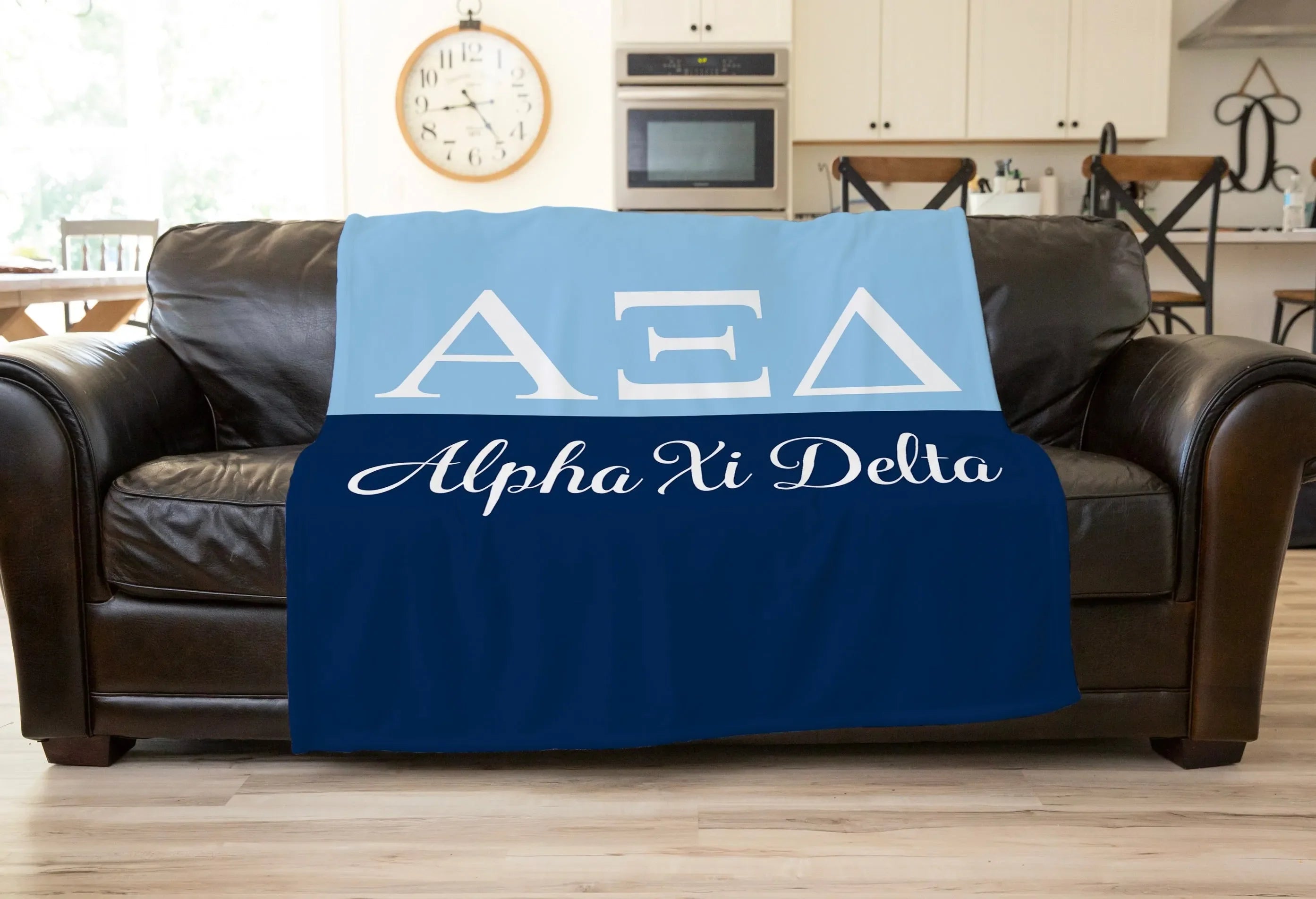 Alpha Xi Delta Sherpa Blanket XL 60x80 - Blue Color Split | AXiD Gifts