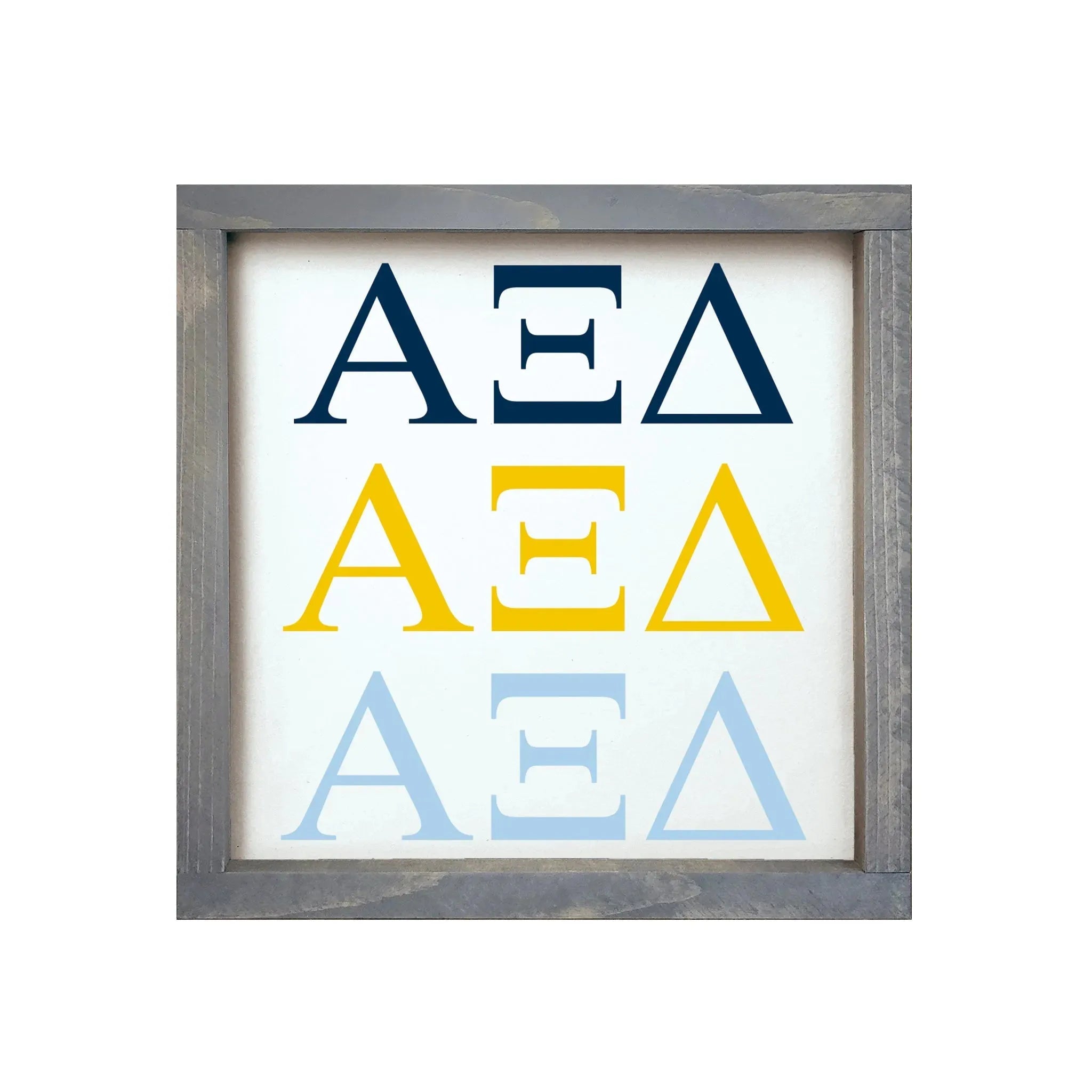 Alpha Xi Delta 12x12 Wood Framed Sign - Greek Letters Weathered Gray Wall Art & Signs
