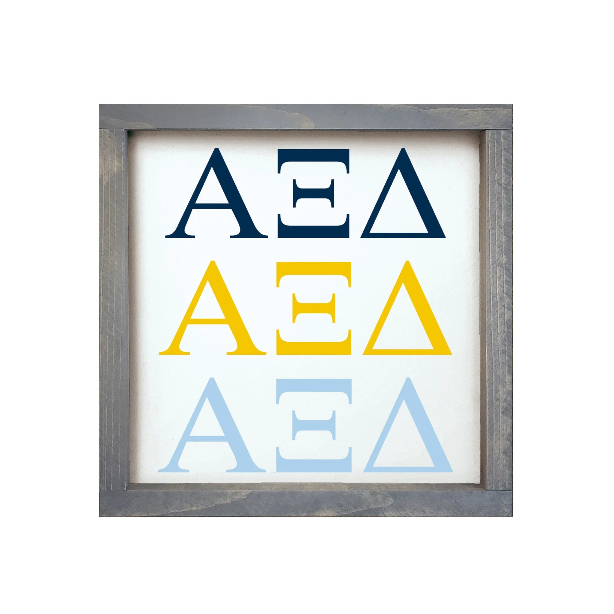 Alpha Xi Delta Blue Quill Framed Sign - 12"x12" | Dorm Decor | Gifts | Festive Fit Home