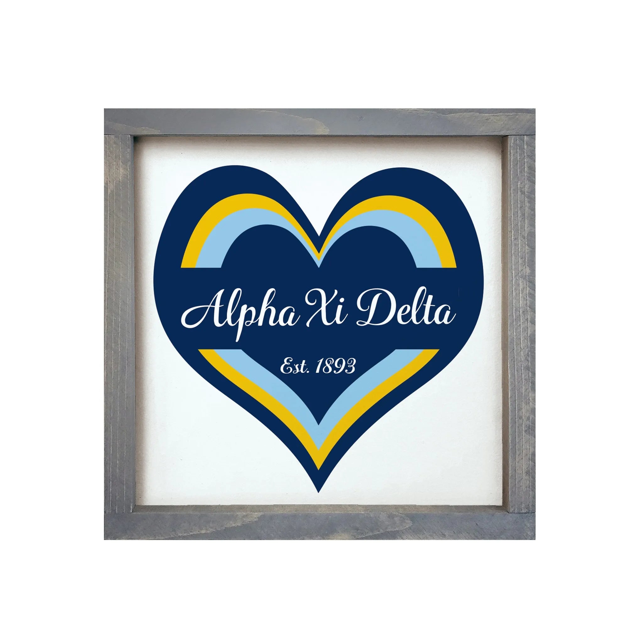 Alpha Xi Wood Framed Sign - Heart 12"x12" | Official Gifts | Dorm Decor | Festive Fit Home