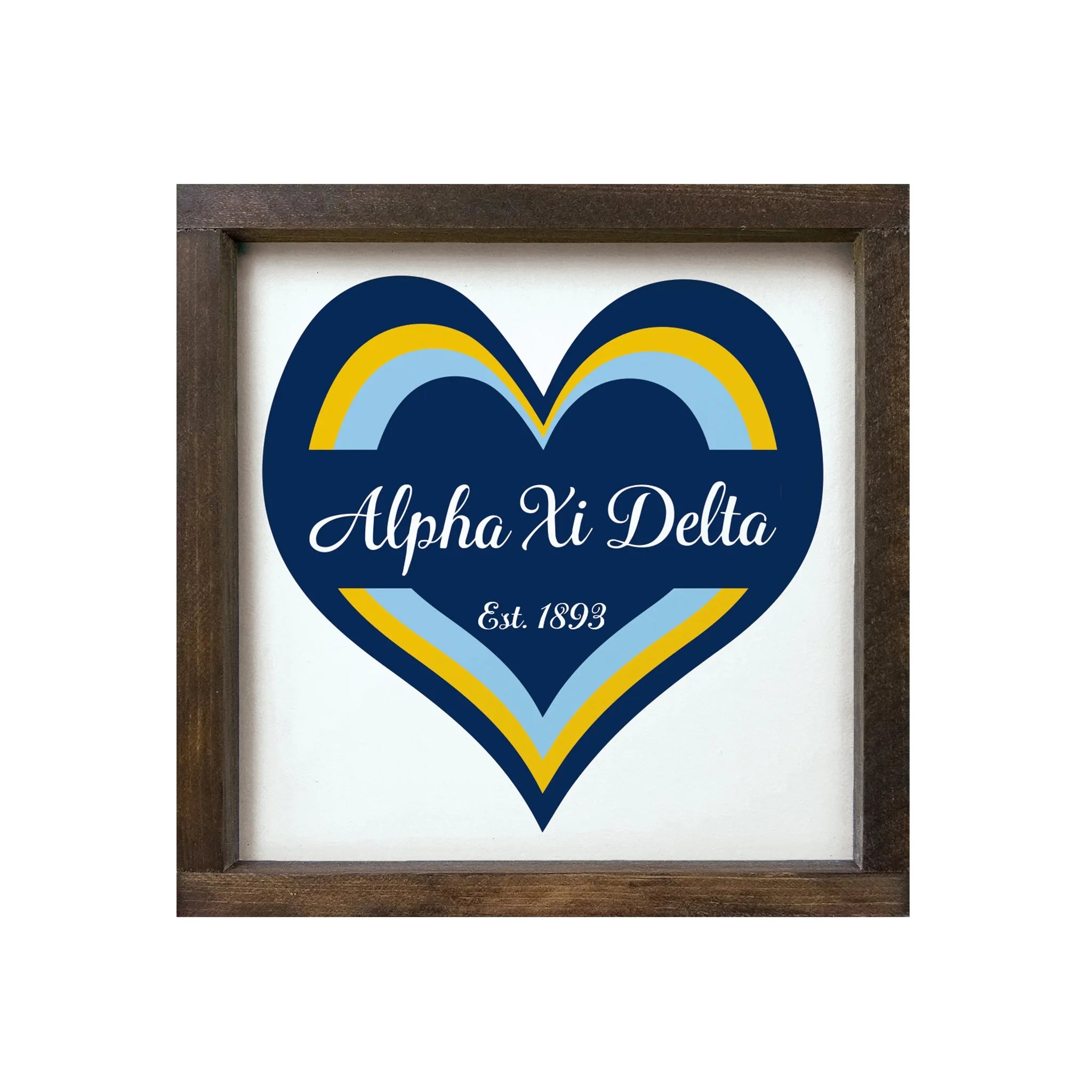 Alpha Xi Wood Framed Sign - Heart 12"x12" | Official Gifts | Dorm Decor | Festive Fit Home