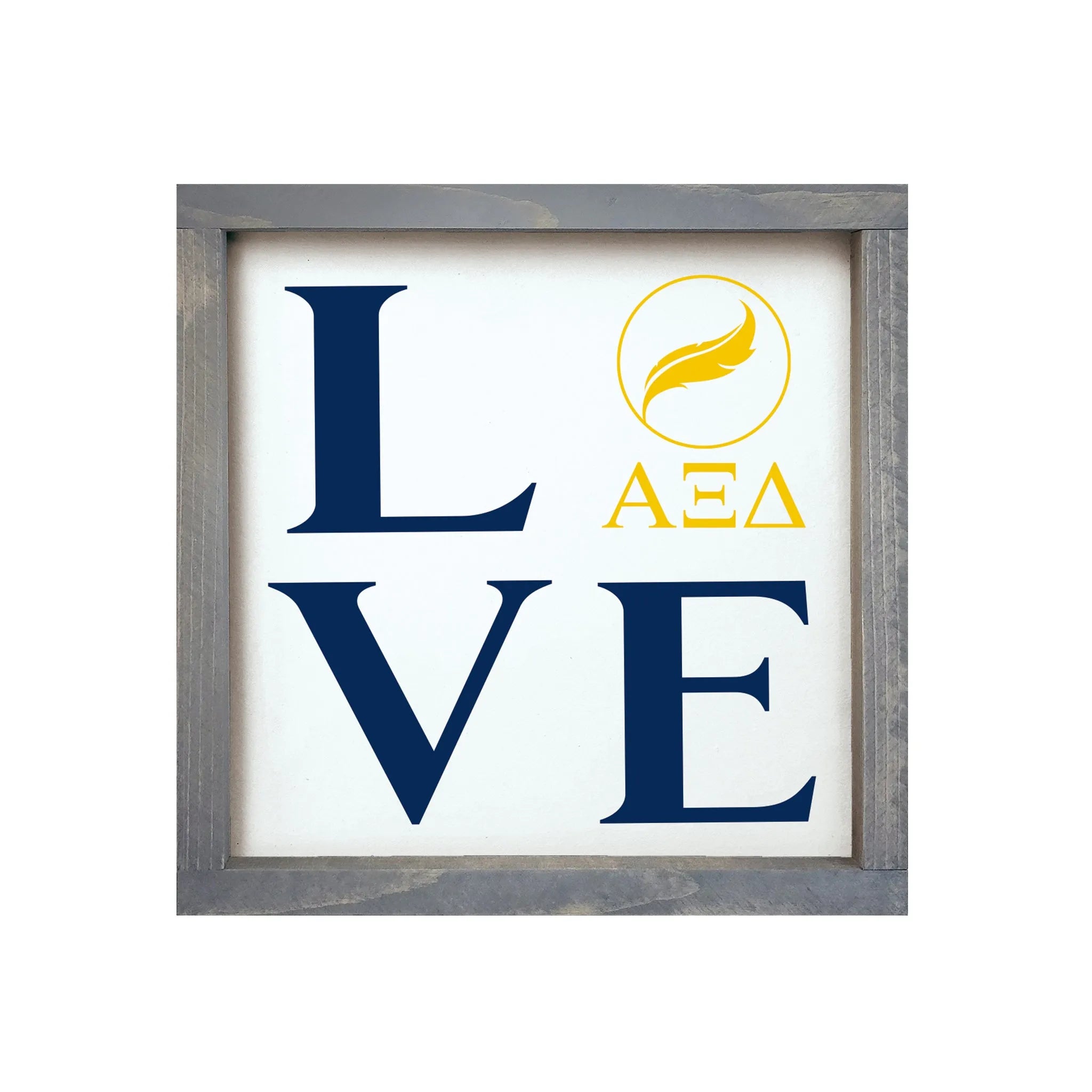 Alpha Xi Delta "LOVE" Wood Framed Sign - 12"x12" | Gift Shop | Decor | Official Merchandise | Festive Fit Home