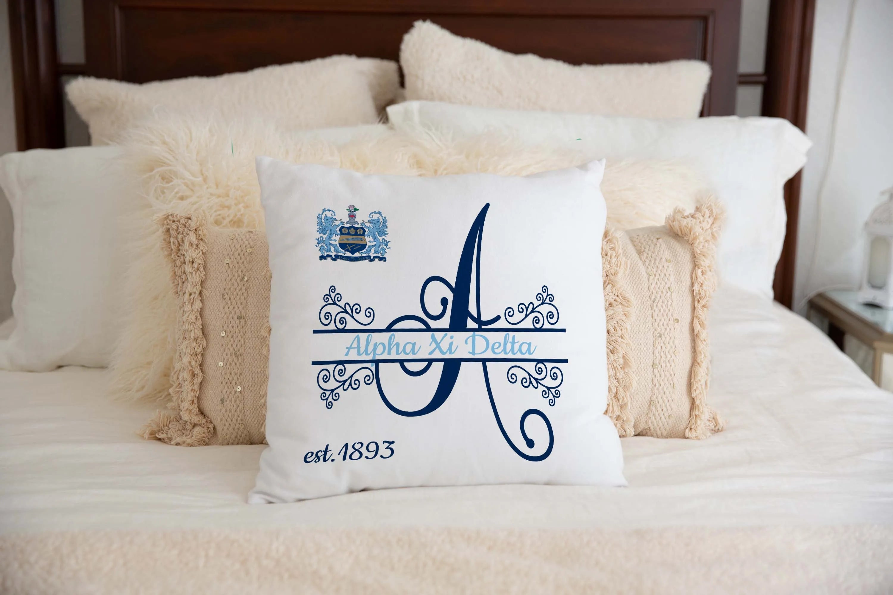 Alpha Xi Delta Monogram Pillow Cover - 18" | Custom Gifts and Decor | Official Merchandise | Festive Fit Home