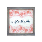 Alpha Xi Delta Wood Framed Sign - Pink Roses - 12"x12" | Custom Gifts | Official Merchandise | Festive Fit Home