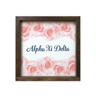 Alpha Xi Delta Wood Framed Sign - Pink Roses - 12"x12" | Custom Gifts | Official Merchandise | Festive Fit Home