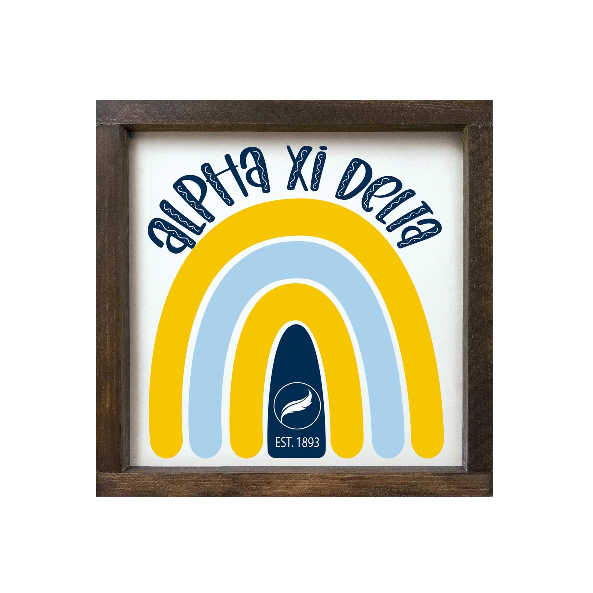 Alpha Xi Delta Sign - Rainbow - 12"x12" | Official Gifts | Dorm Decor | Official Merchandise | Festive Fit Home