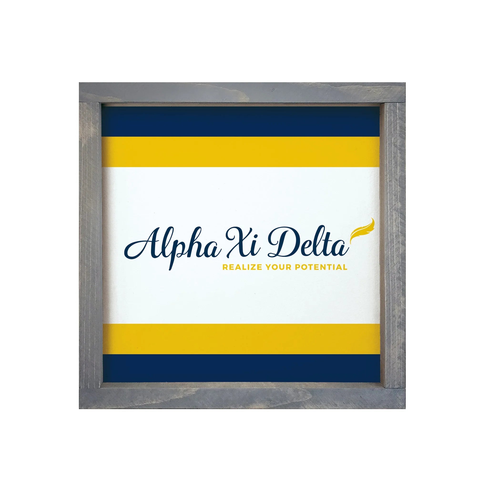 Alpha Xi Delta Sign - Traditional Stripes 12"x12" | Official Gift Shop | Festive Fit Home