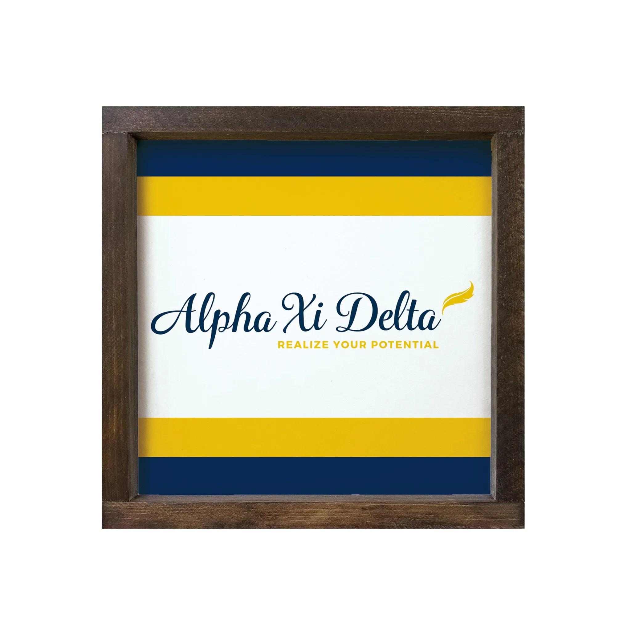 Alpha Xi Delta Sign - Traditional Stripes 12"x12" | Official Gift Shop | Festive Fit Home