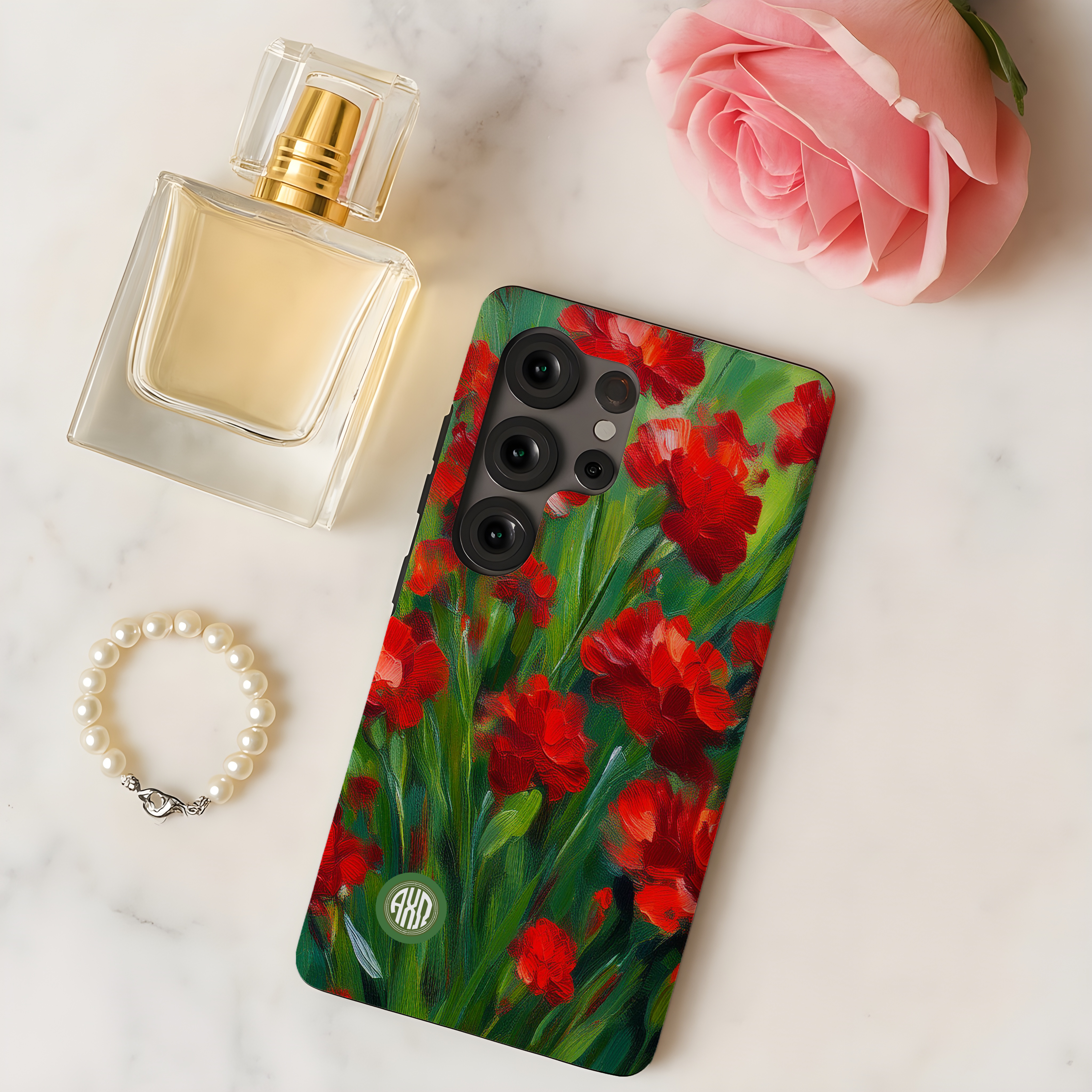 Alpha Chi Omega Samsung Galaxy Mobile Phone Case - Bold Carnations
