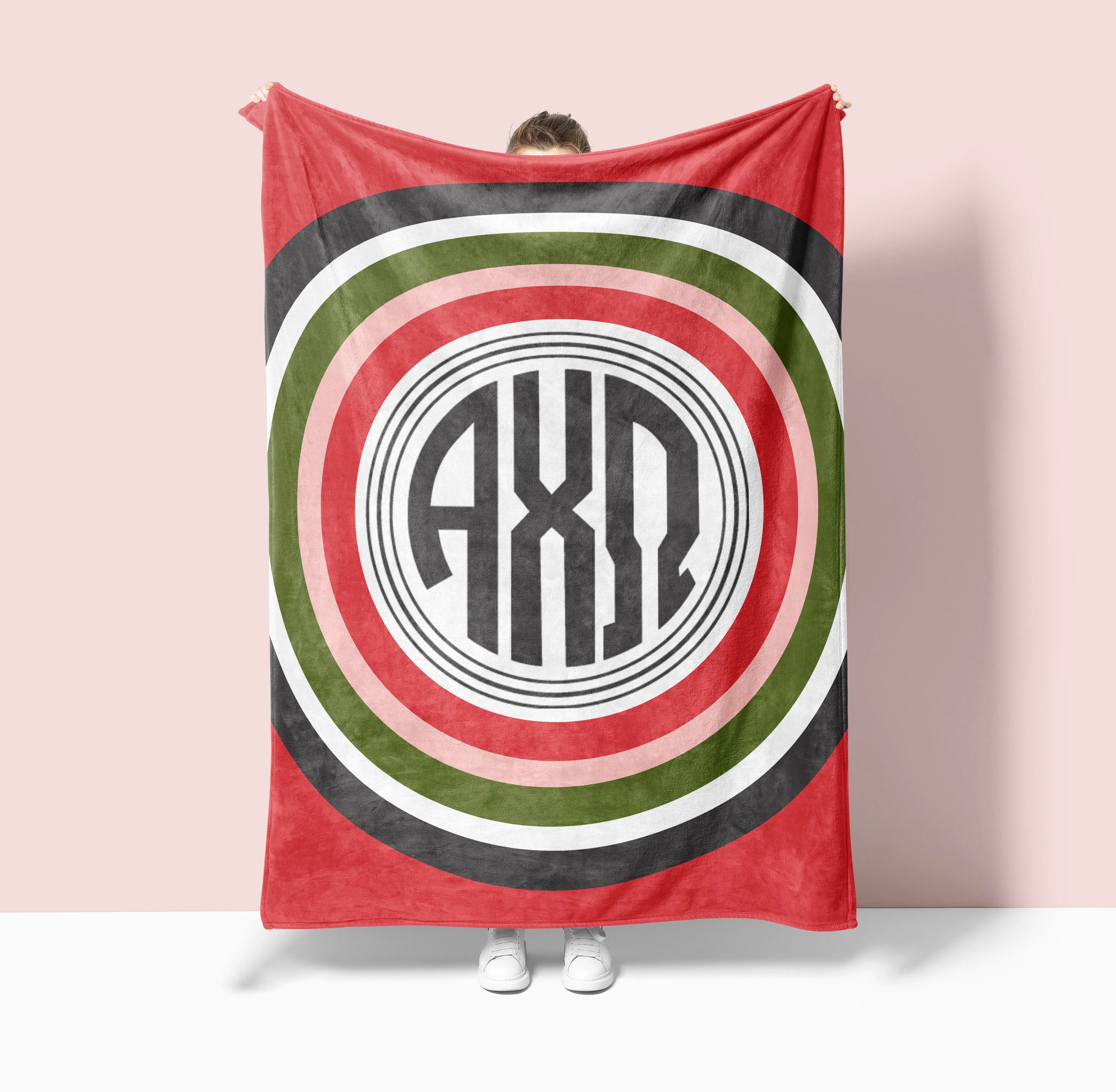 Alpha Chi Omega XL 60x80 Sherpa Blanket - Bullseye | Custom AXO Gifts