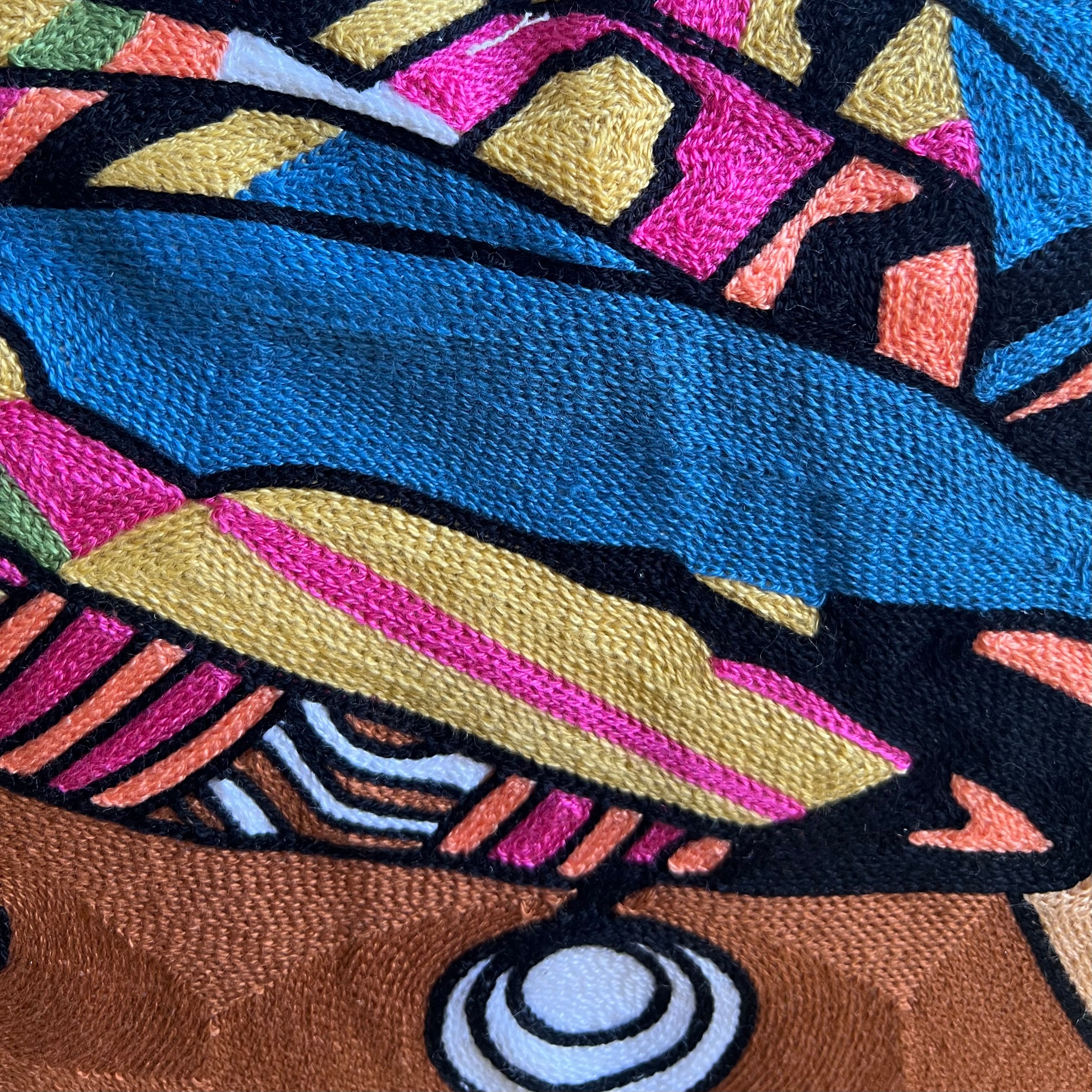 African Queen Embroidered Pillow Cover | Cultural Dorm Decor