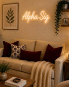 Alpha Sig LED Neon Script Sign w/ Dimmer | Dorm Wall Art | Custom Gift