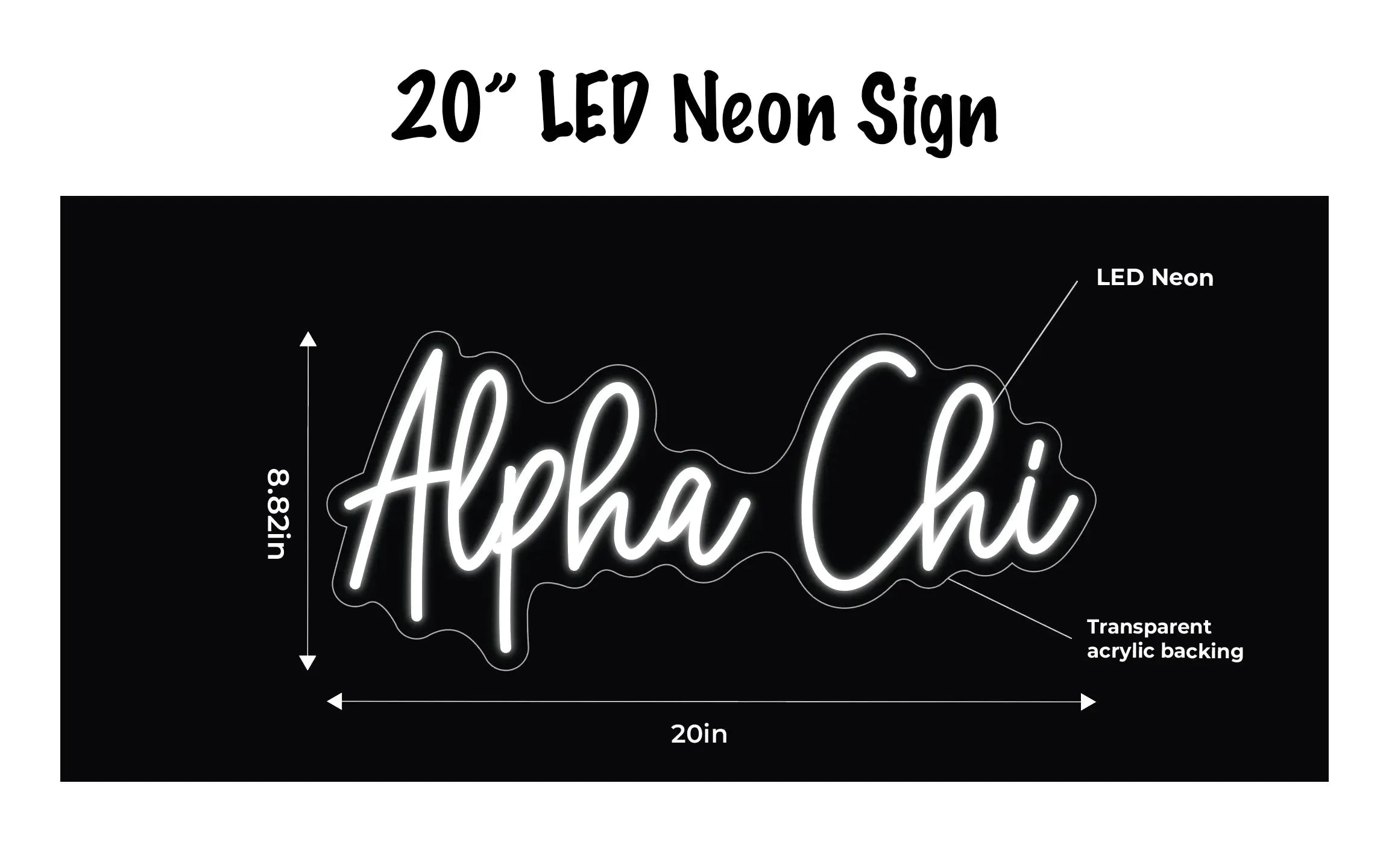 Alpha Chi Omega LED Neon Script Sign w/ Dimmer Neon Signs
