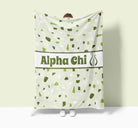 Alpha Chi XL 60x80 Sherpa Blanket Olive Terrazzo Pattern | AXO Gifts