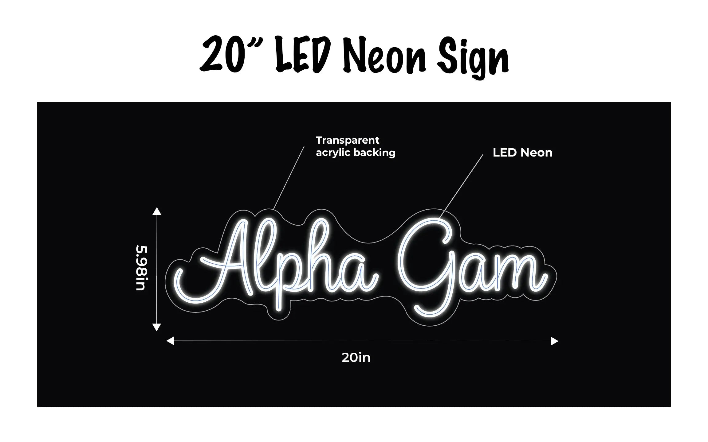 Alpha Gamma Delta LED Neon Script Sign w/ Dimmer Neon Signs