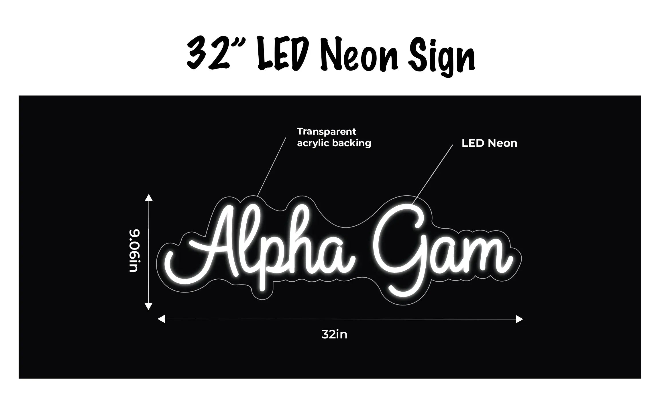 Alpha Gamma Delta LED Neon Script Sign w/ Dimmer Neon Signs